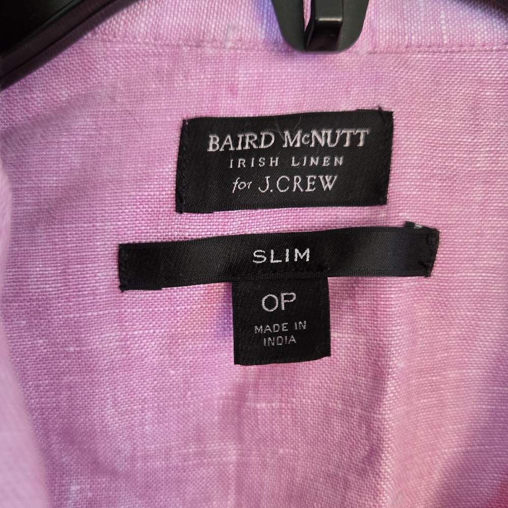 J. Crew Baird McNutt 100% Irish Linen Womens Lilac Long Sleeve Slim Fit 0 Petite - Picture 3 of 6